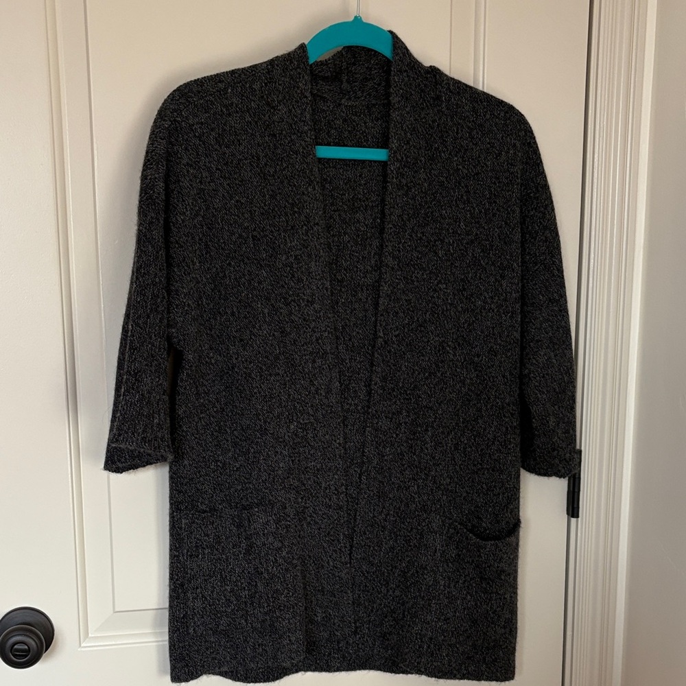 Dark Gray Open Front Cardigan